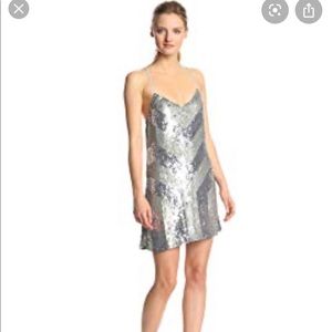 Parker  Catalonia Cevron gunmetal sequin dress XS